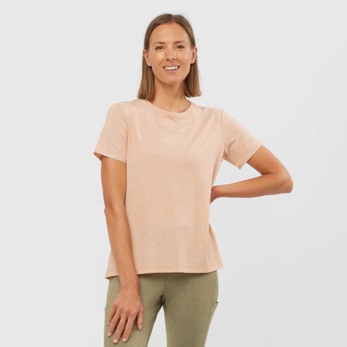 Camiseta Salomon Essential Tencel Corta Sleeve Mujer Coral | MX QPOX067